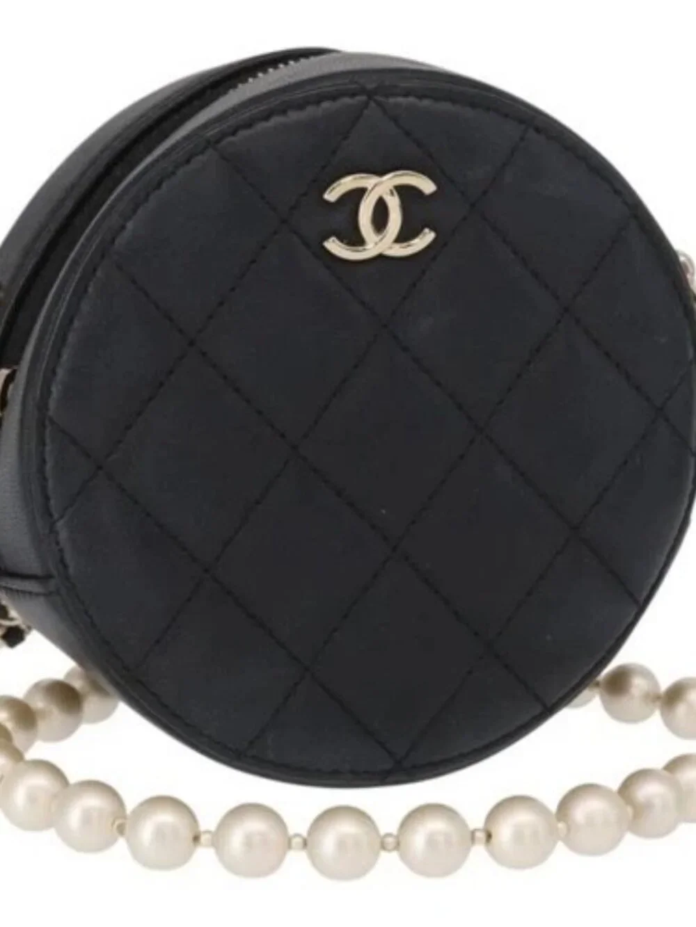 CHANEL Matelasse Shoulder Bag Lamb Skin Black Gold CC Auth ka1221SAV